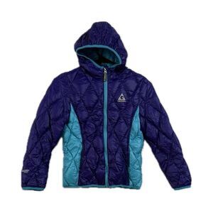 Gerry Weber Blue Puffer Jacket with Hood and Color Blocking